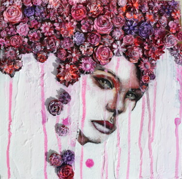 Pintura intitulada "winter roses" por Donatella Marraoni, Obras de arte originais, Óleo