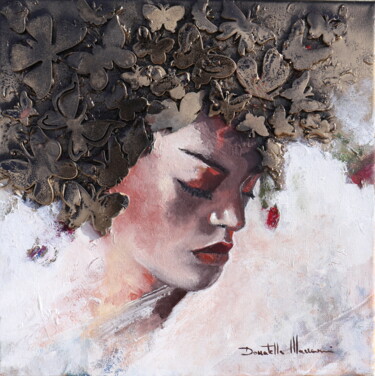 Painting titled "Woman Butterfly" by Donatella Marraoni, Original Artwork, Oil