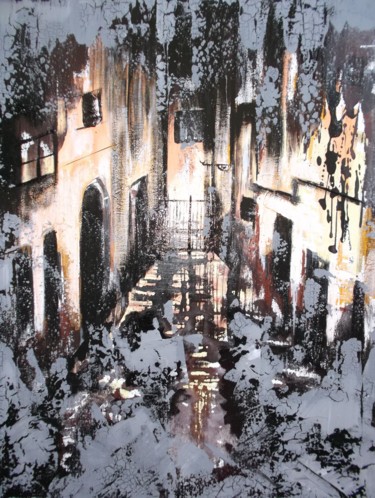 Painting titled "montefalco-by-night" by Donatella Marraoni, Original Artwork, Acrylic