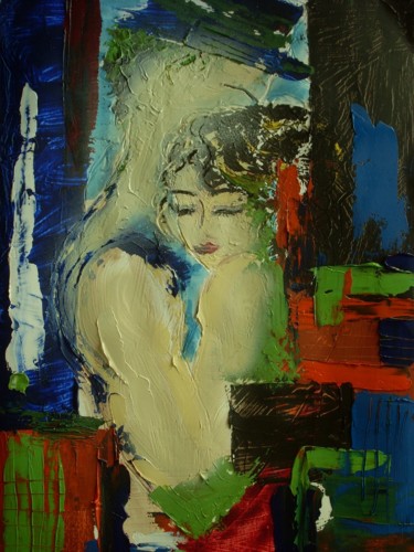 Painting titled "Green" by Donatella Marraoni, Original Artwork, Oil