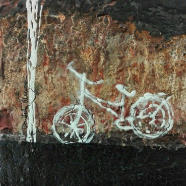 Pittura intitolato "bici nera" da Donatella Marraoni, Opera d'arte originale, Olio