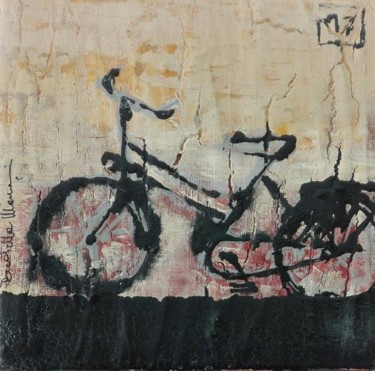 Pittura intitolato "bicicletta gialla" da Donatella Marraoni, Opera d'arte originale, Olio