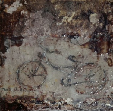 Painting titled "Bike & Fog...and yo…" by Donatella Marraoni, Original Artwork, Oil