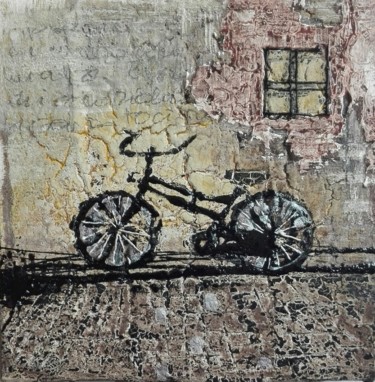 Картина под названием "bike window wall &…" - Donatella Marraoni, Подлинное произведение искусства, Масло