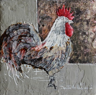 Pittura intitolato "Gallo...e il tuo mu…" da Donatella Marraoni, Opera d'arte originale, Smalto