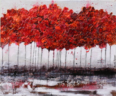 Painting titled "Red Tree" by Donatella Marraoni, Original Artwork, Other