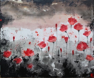 Pittura intitolato "19 poppies...much m…" da Donatella Marraoni, Opera d'arte originale, Olio