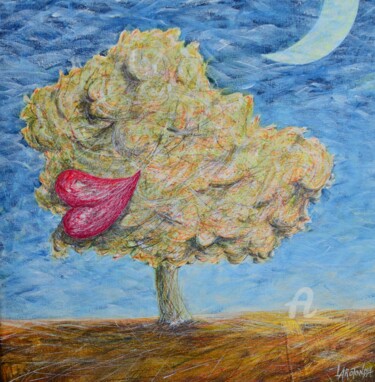 Painting titled ""Serie alberi e sog…" by Donato Larotonda, Original Artwork, Acrylic Mounted on Wood Panel