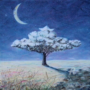 Картина под названием ""La via per la luna"" - Donato Larotonda, Подлинное произведение искусства, Акрил Установлен на Дерев…
