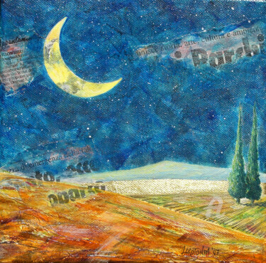 Malerei mit dem Titel "dialogo con la luna…" von Donato Larotonda, Original-Kunstwerk, Acryl