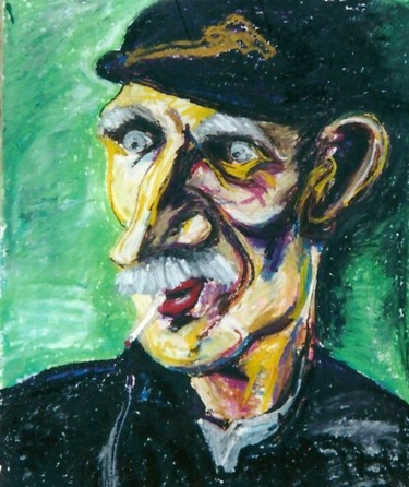 Рисунок под названием ""Smokin Man"" - Don David Young (dondavid), Подлинное произведение искусства, Масло