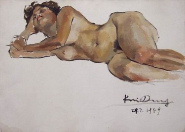 绘画 标题为“女人体习作 1” 由董 葵, 原创艺术品, 油