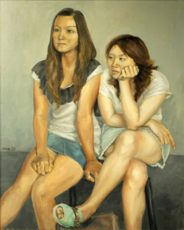 绘画 标题为“大二女生·跃和雅楠” 由董 葵, 原创艺术品, 油
