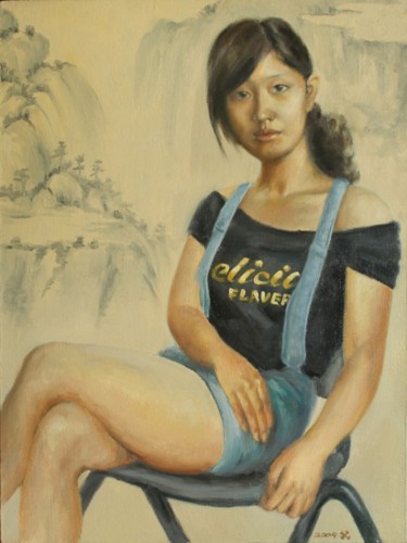 Peinture intitulée "大一女生·玥" par Dong Kui, Œuvre d'art originale, Huile