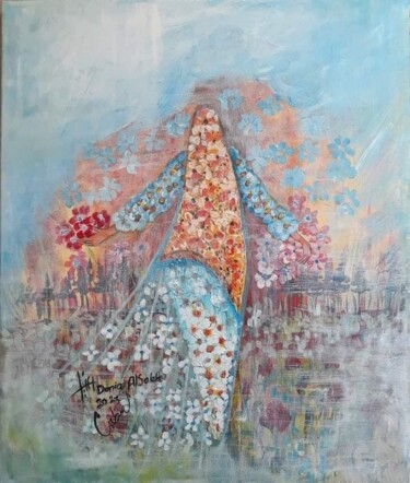 Painting titled "palestine" by Donia Al Saleh, Original Artwork, Acrylic Mounted on Wood Panel
