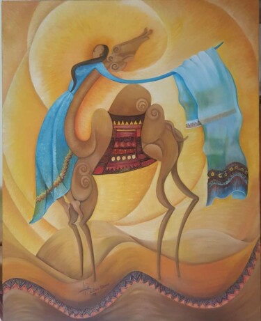 Schilderij getiteld "ADORATION" door Donia Al Saleh, Origineel Kunstwerk, Olie Gemonteerd op Houten paneel