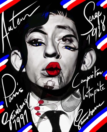 Arte digital titulada "Gainsbourg" por Doniazade, Obra de arte original, Collages digitales