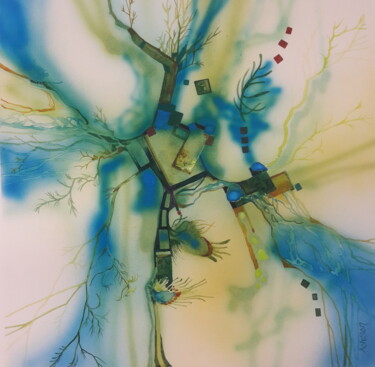 Peinture intitulée "Digitalized Vegetat…" par Donna Acheson Juillet, Œuvre d'art originale, Aquarelle