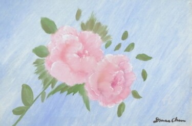 Painting titled "Rose Flower" by Mei Ha Chan (Donna), Original Artwork, Oil