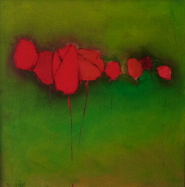 Painting titled "The Flowers" by Donovan, Original Artwork, Oil Mounted on Wood Panel