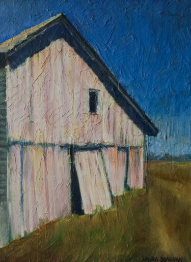 Painting titled "Minnesota Barn" by Donovan, Original Artwork, Oil Mounted on Wood Stretcher frame