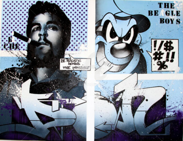Schilderij getiteld "El Che Versus The B…" door Don, Origineel Kunstwerk, Graffiti