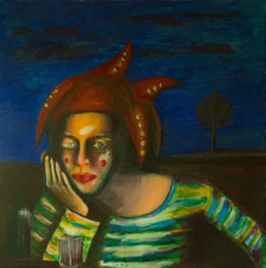 Peinture intitulée "clown woman" par Rey, Œuvre d'art originale, Acrylique