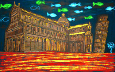 Malerei mit dem Titel "Pisa" von Rey, Original-Kunstwerk, Acryl