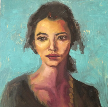Painting titled "Portrait" by Donya Mo, Original Artwork, Oil