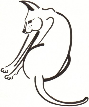 Drawing titled "Dog Cat" by Adelia Turnbull, Original Artwork