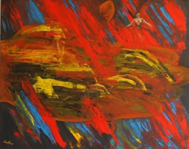 Peinture intitulée "à mi chemin" par Doohwa, Œuvre d'art originale, Huile