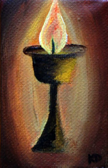 Painting titled "Prière Lampe" by Dookar Dickyi, Original Artwork