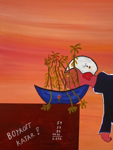 Painting titled "Boykott Katar" by Dopamin, Original Artwork, Acrylic