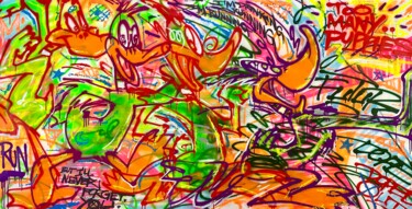Malerei mit dem Titel "Futur Dope - Daffy…" von Doped Out M, Original-Kunstwerk, Sprühfarbe