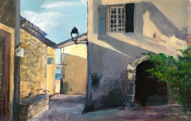Pintura intitulada "Seguret-Provence" por Dora Krincy, Obras de arte originais, Óleo Montado em Cartão