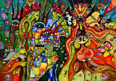 Malerei mit dem Titel ""Forest Echoes"" von Dora Mandragora, Original-Kunstwerk, Aquarell