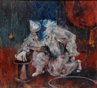 Painting titled "Harlekin" by Dora Stork, Original Artwork, Wax