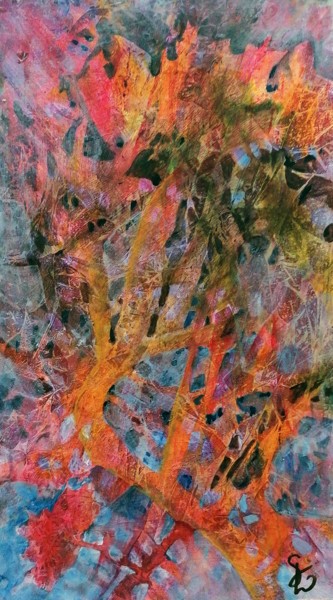 Painting titled "Autumn mood II." by Dora Stork, Original Artwork, Acrylic
