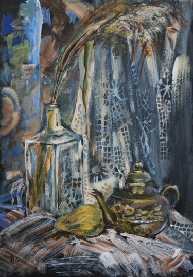 Painting titled "Lacy Still Life" by Dora Stork, Original Artwork, Acrylic