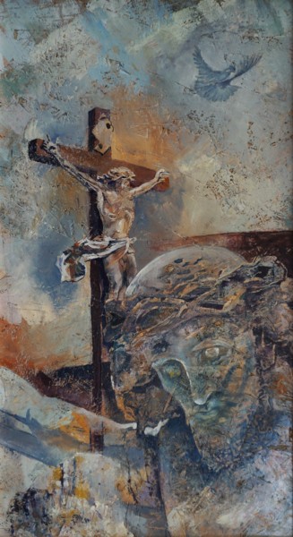 Malerei mit dem Titel "Crucifix Of Haviheg…" von Dora Stork, Original-Kunstwerk, Wachs