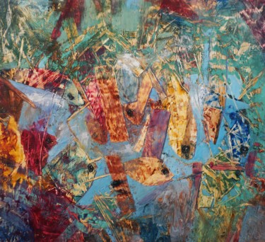 Malerei mit dem Titel "The lake" von Dora Stork, Original-Kunstwerk, Wachs