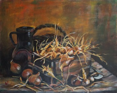 Painting titled "Onions" by Dora Stork, Original Artwork, Acrylic