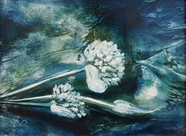 Painting titled "Onion Flowers" by Dora Stork, Original Artwork, Wax