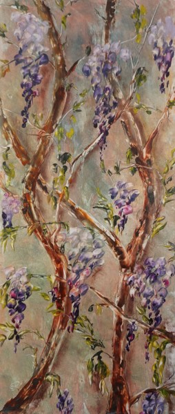 Painting titled "Chinese Wisteria" by Dora Stork, Original Artwork, Wax