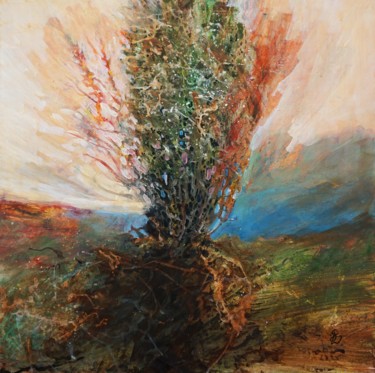 Schilderij getiteld "Burning Bush" door Dora Stork, Origineel Kunstwerk, Acryl