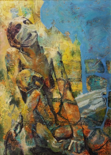Картина под названием "Stay Home Pandemic…" - Dora Stork, Подлинное произведение искусства, Воск