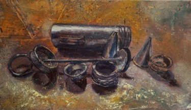 Painting titled "Kitchen still life" by Dora Stork, Original Artwork, Wax