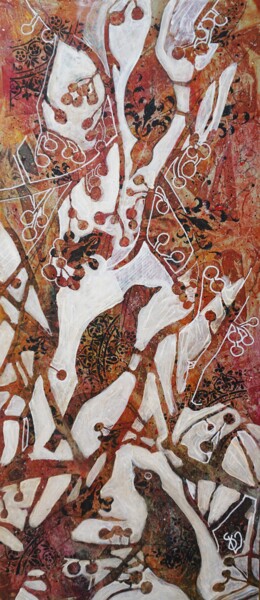 Картина под названием "Autumn in the garden" - Dora Stork, Подлинное произведение искусства, Акрил
