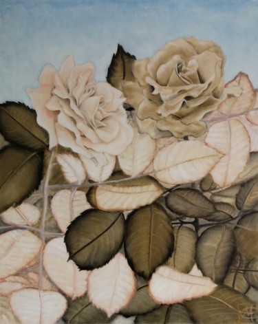 Pintura titulada "Les roses du jardin…" por Mélanie Cavalec, Obra de arte original, Oleo