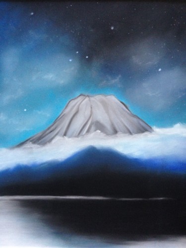 Painting titled "Montagne nuageuse a…" by Doriane Gmo, Original Artwork, Pastel